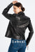 Lebeni Black Genuine Leather Biker Jacket for Women – Crocodile-Embossed Lambskin with Layered Collar and Side Zipper – Perfect for All Seasons