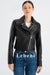 Women's Black Lambskin Leather Biker Jacket - Cropped, Zipper Detail, Fully Lined, Premium Quality
