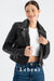 Women's Black Lambskin Leather Biker Jacket - Cropped, Zipper Detail, Fully Lined, Premium Quality