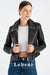 Women's Black Lambskin Leather Biker Jacket - Cropped, Zipper Detail, Fully Lined, Premium Quality
