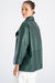 Women's Green Oversize Lambskin Leather Jacket - Single Button Modern Design