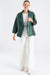 Women's Green Oversize Lambskin Leather Jacket - Single Button Modern Design