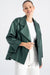 Women's Green Oversize Lambskin Leather Jacket - Single Button Modern Design