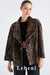 Women's Leopard Print Oversize Shearling Jacket with Single Button Detail