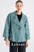 Women's Soft Lambskin Leather Jacket - Mint Green Color Oversized Drop Shoulder