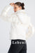 Women's White Shiny Hooded Ski Jacket - Hidden Hood, Color Block