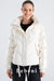Women's White Shiny Hooded Ski Jacket - Hidden Hood, Color Block