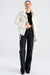 Women's White Shiny Hooded Ski Jacket - Hidden Hood, Color Block