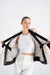 Women's Black Lambskin Hooded Jacket - Fur Trimmed Collar with Zippered Design