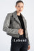 Women's Distressed Gray Lambskin Leather Biker Jacket - Zipper Pocket Details, Vintage Look, Slim Fit