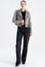 Women's Distressed Gray Lambskin Leather Biker Jacket - Zipper Pocket Details, Vintage Look, Slim Fit