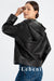 Women's Genuine Leather Jacket - Seasonal Hooded Lambskin Jacket with Oversized Fit, Drop Shoulder Design, and Relaxed Cut by Lebeni