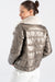 Women's Metallic Bronze Shiny Jacket - Fur-Trimmed Collar with Stylish Zippered Design
