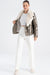 Women's Metallic Bronze Shiny Jacket - Fur-Trimmed Collar with Stylish Zippered Design