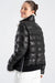 Women's Soft Lambskin Leather Black Puffer Jacket with Fur Trim