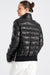 Women's Soft Lambskin Leather Black Puffer Jacket with Fur Trim