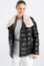 Women's Soft Lambskin Leather Black Puffer Jacket with Fur Trim