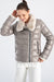 Women's Soft Lambskin Leather Gray Puffer Jacket with Fur Trim