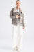 Women's Soft Lambskin Leather Gray Puffer Jacket with Fur Trim
