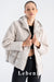 Women's Soft Shearling Hooded Cream Oversized Jacket