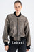 Women's Vintage Gray Distressed Lambskin Bomber Jacket - Genuine Leather, Relaxed Fit, Ribbed Details, Zippered Design