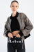 Women's Vintage Gray Distressed Lambskin Bomber Jacket - Genuine Leather, Relaxed Fit, Ribbed Details, Zippered Design