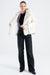 Women's White Shiny Jacket - Rex Fur Detailed Hooded Winter Puffer Coat