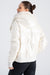 Women's White Shiny Jacket - Rex Fur Detailed Hooded Winter Puffer Coat