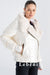 Women's White Shiny Jacket - Rex Fur Detailed Hooded Winter Puffer Coat