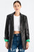 Lebeni Women's Genuine Lambskin Leather Blazer Jacket – Lightweight Seasonal Black Leather Blazer with Satin Green Lining
